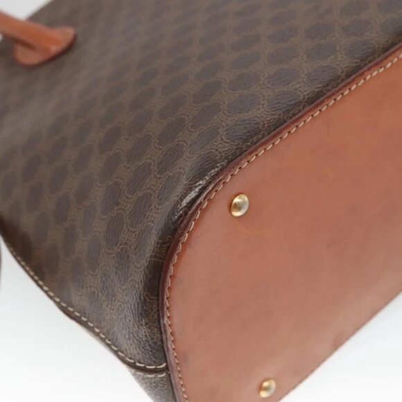 CELINE Macadam Canvas Hand Bag PVC Leather 2way Brown Gold - Picture 8 of 15